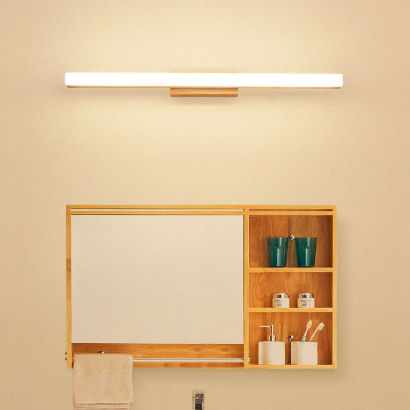Nordic Minimalist Wooden LED Wall Sconce - Long Strip Vanity Light