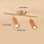 Nordic Minimalist Walnut Wood Linear Track LED Ceiling Light - Available in 1, 2, 3, or 4 Lights