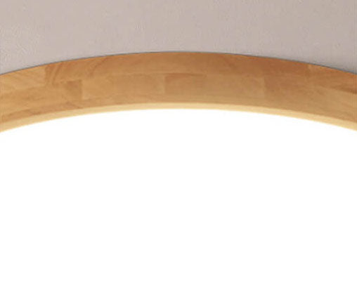 Ultra-Slim Round LED Flush Mount Ceiling Light in Nordic Solid Wood