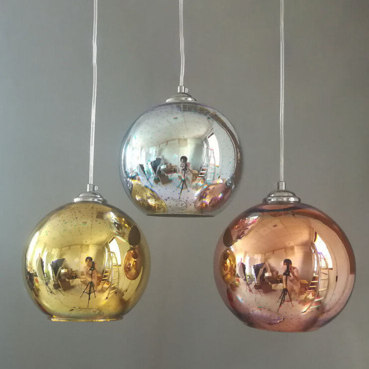 Contemporary 3D Colorful Fireworks Glass Dome Pendant Light with Single Bulb