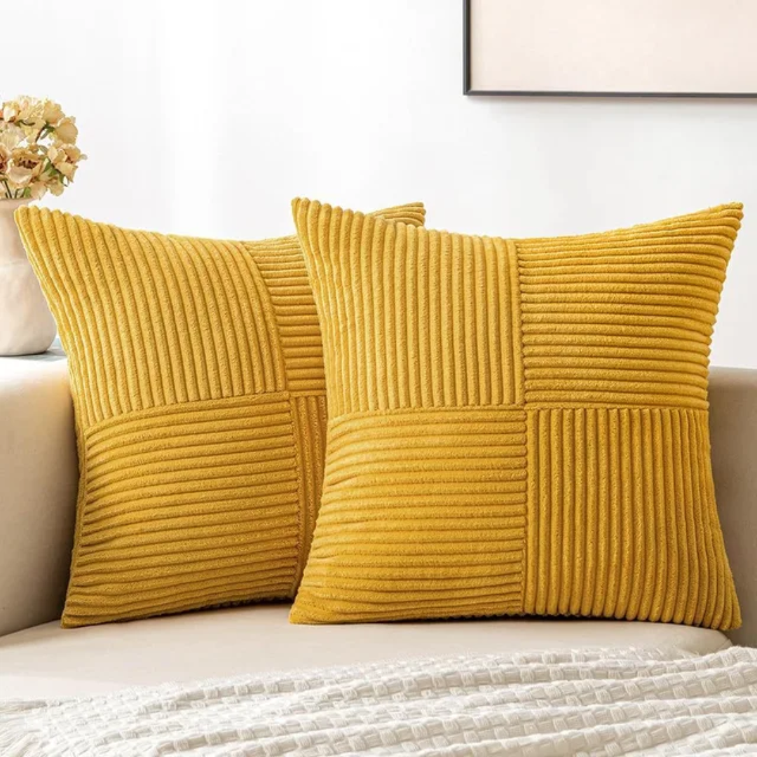 Bello Corduroy Cushion Cover | Soft Ribbed Velvet, Hidden Zipper