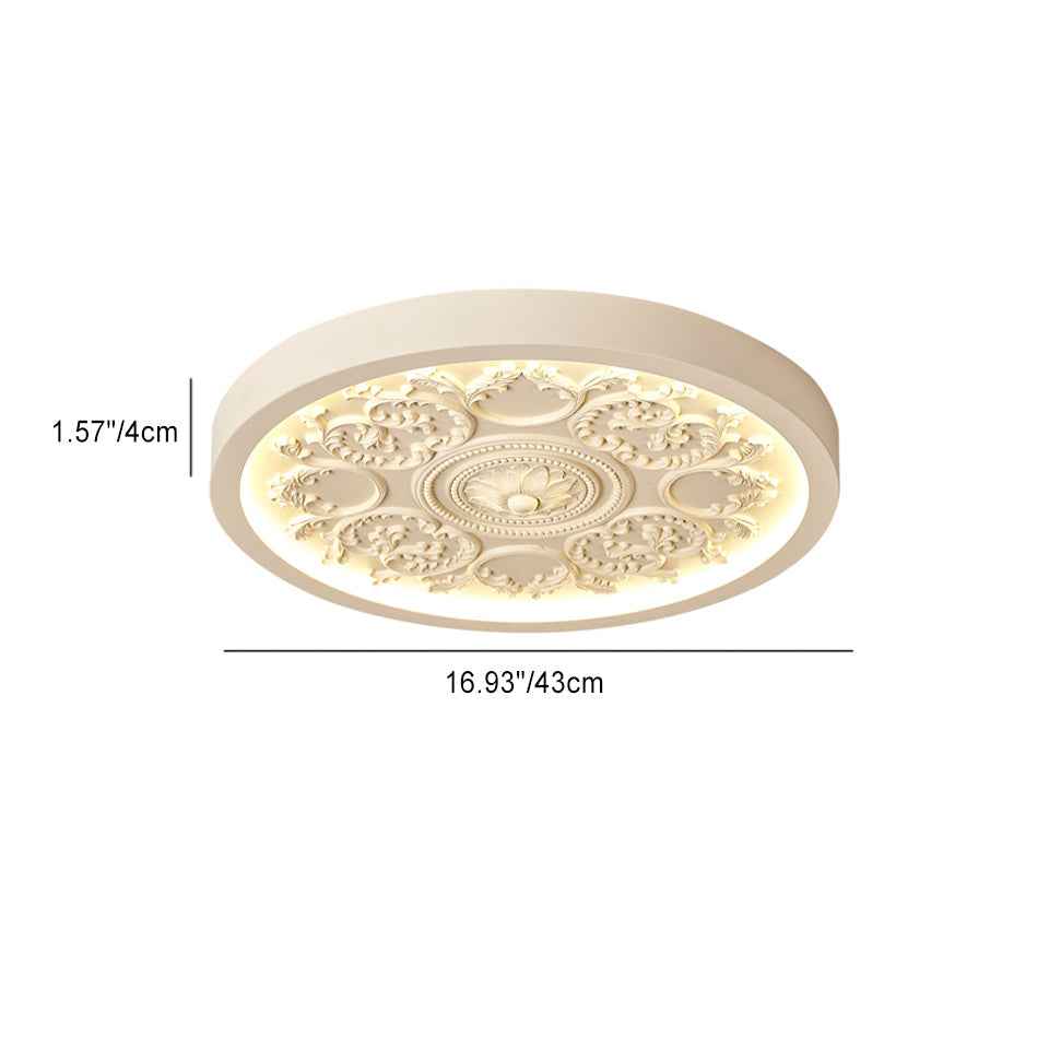 Contemporary Minimalist Carved Iron and Resin Acrylic LED Flush Mount Ceiling Light for Bedroom