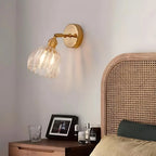 Vintage Brass Tulip Glass Wall Sconce 1-Light