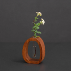 Wall-mounted Planter Vase Walnut with Tube Hydroponic Planter Design
