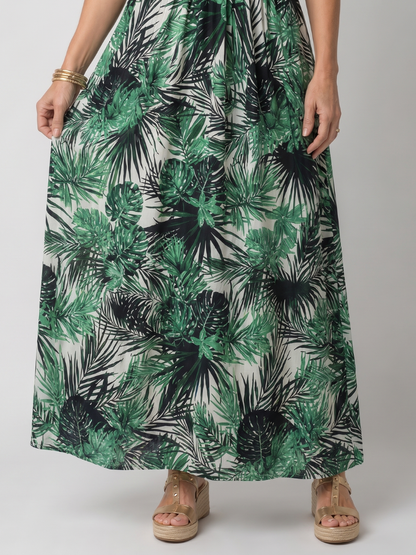 Elegant Tropical Maxi Dress for Women Spaghetti Strap Smocked