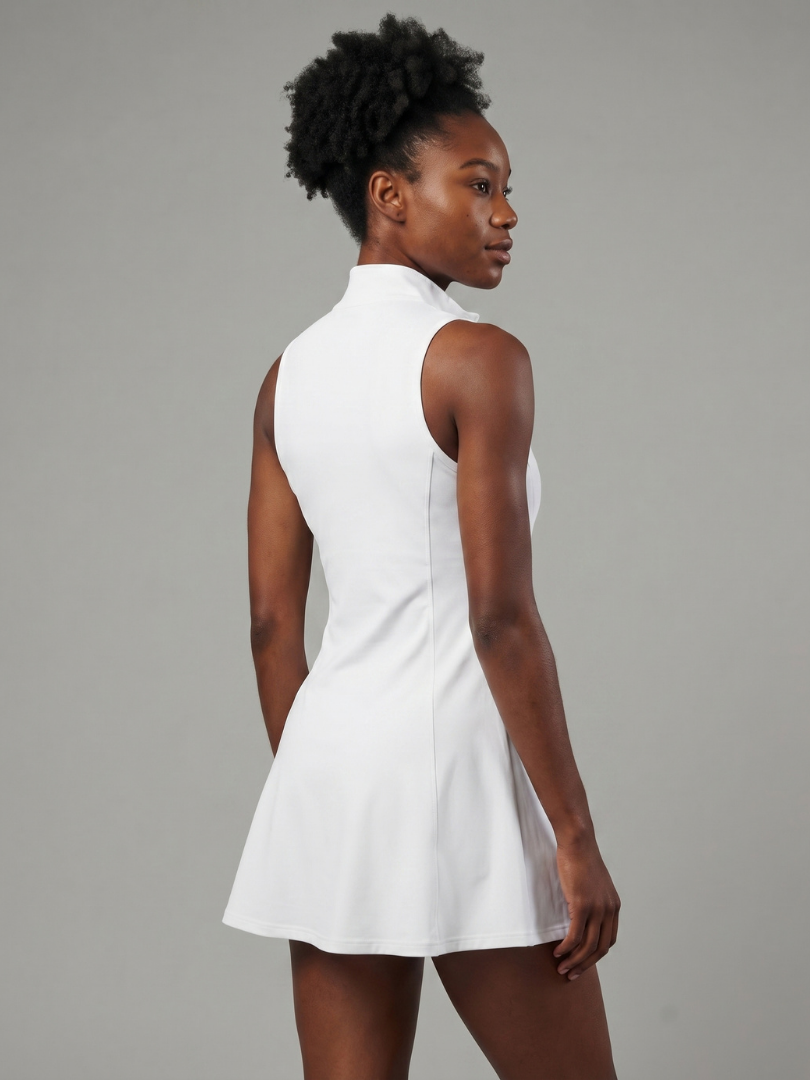 Stylish Tennis Dress for Women Sleeveless Zip-Neck Fit-and-Flare