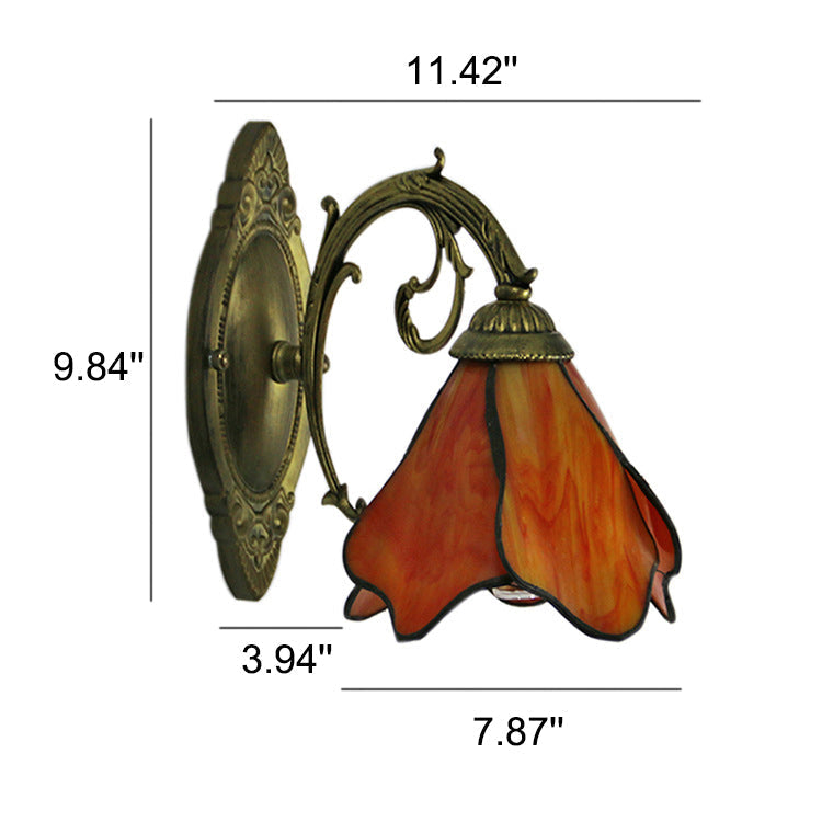 Classic Tiffany Petals Stained Glass Wall Sconce Lamp with Single Light