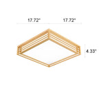 Square LED Flush Mount Ceiling Light in Nordic Solid Wood - Japanese Tatami Style