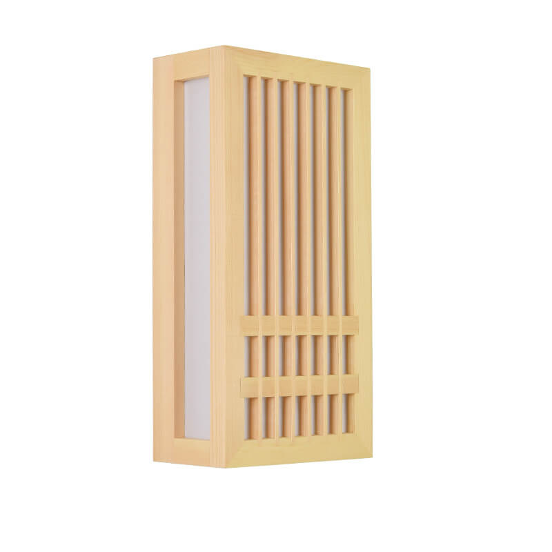 Contemporary Minimalist Solid Wood and Acrylic Rectangular LED Wall Sconce for Living Room