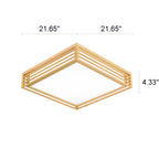 Square LED Flush Mount Ceiling Light in Nordic Solid Wood - Japanese Tatami Style