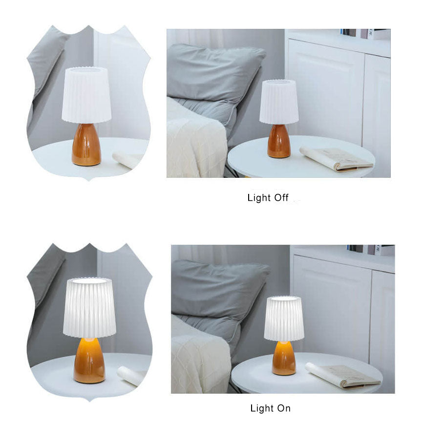Vintage Nordic Pleated Shade Table Lamp with Glass Base - 1 Light