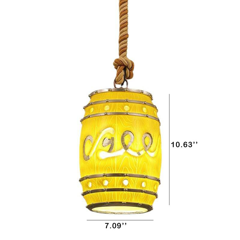 Rustic Wine Barrel Resin 1-Light Pendant Fixture
