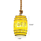 Rustic Wine Barrel Resin 1-Light Pendant Fixture