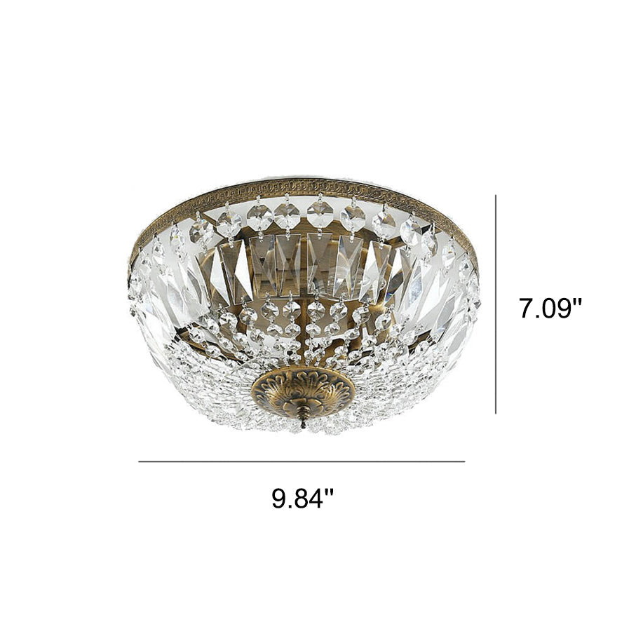 Retro Round Crystal Flush Mount Ceiling Light - 4/6 Lights