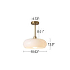 Contemporary Retro Round Solid Color Glass Pendant Light with Electroplated Copper - 1-Light Flush Mount