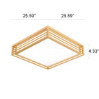Square LED Flush Mount Ceiling Light in Nordic Solid Wood - Japanese Tatami Style