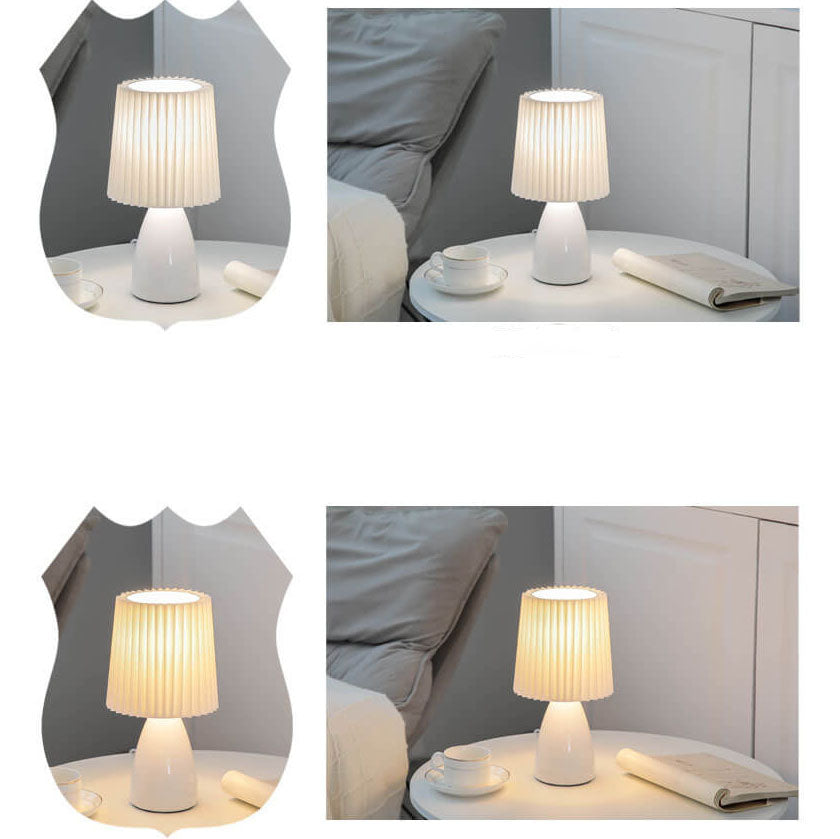 Vintage Nordic Pleated Shade Table Lamp with Glass Base - 1 Light