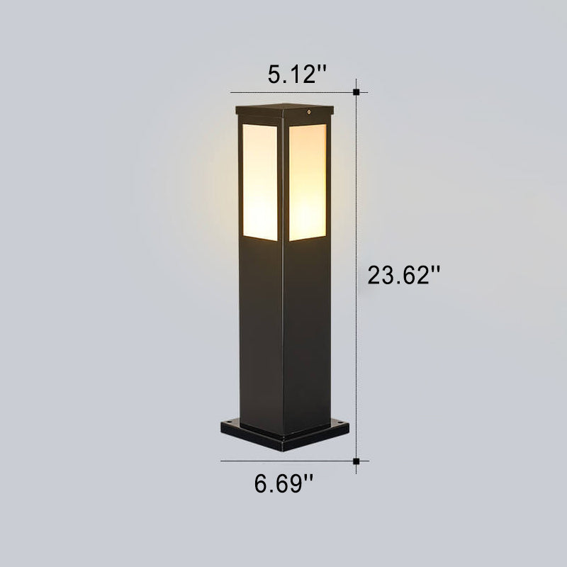 Contemporary Solar-Powered Square Column Outdoor Pathway Light - Waterproof Design