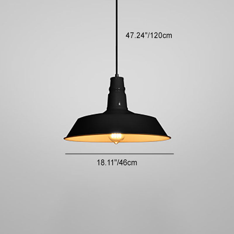 Modern Industrial Round Iron Single-Light Pendant for Living Room