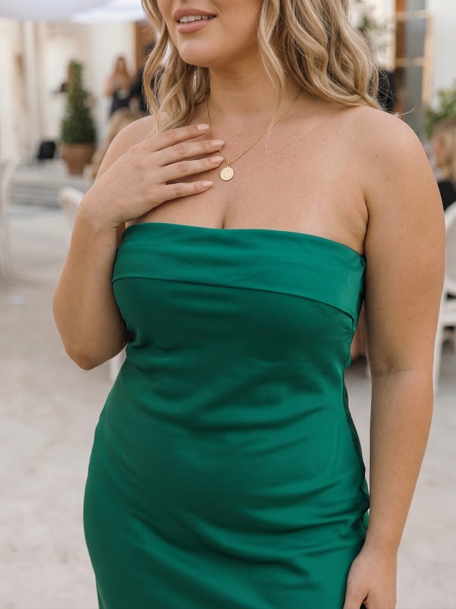 Elegant Maxi Dress for Women Strapless Fitted Satin