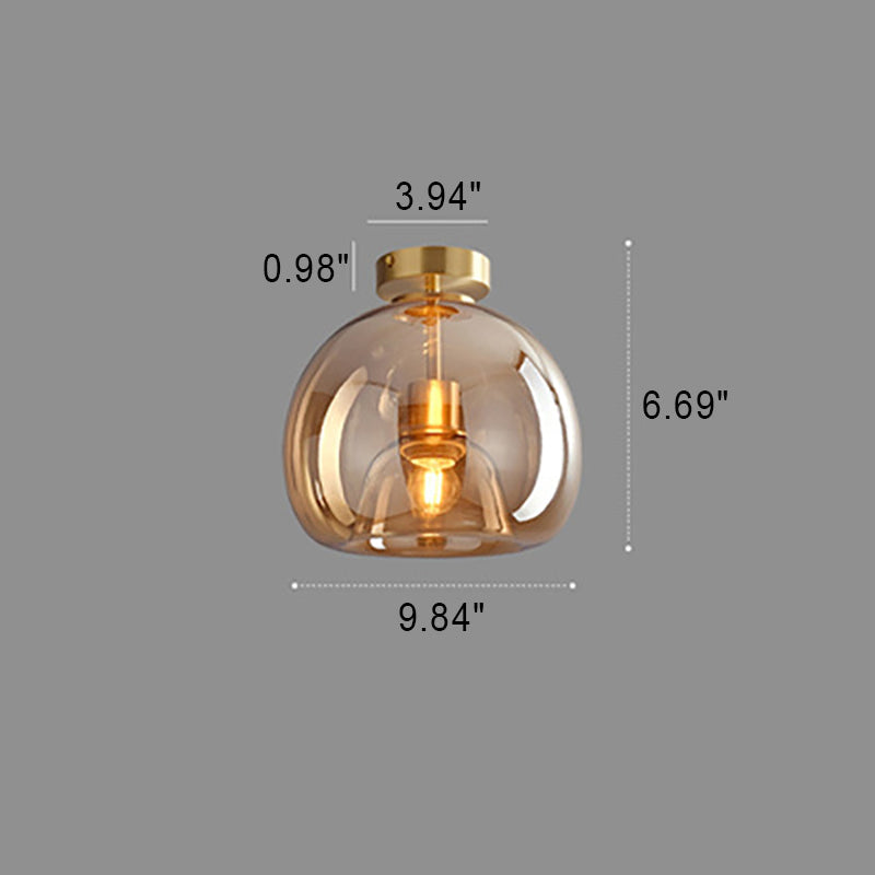 Nordic Style Elegant Round Glass Ball Semi-Flush Mount Ceiling Light - 1-Light