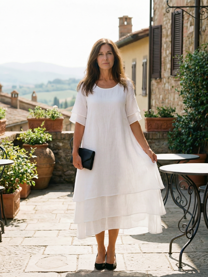 Effortless Layered Maxi Dress for Women Ruffle Hem Flutter