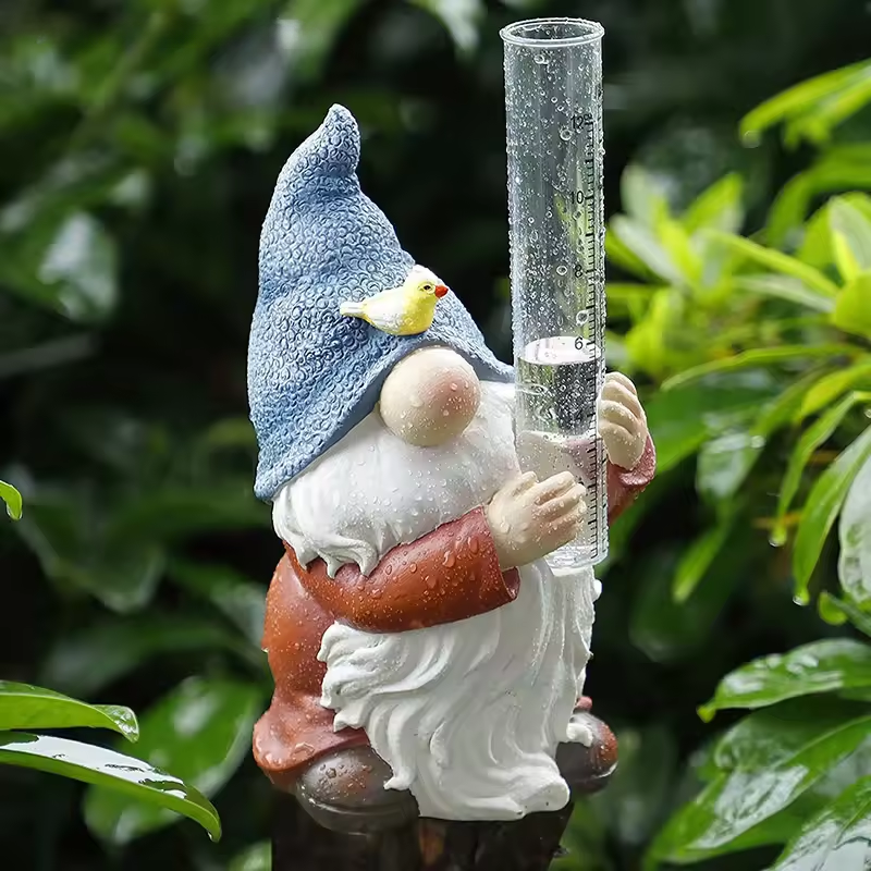 Soraya - Gnome Garden Statue with Rain Gauge made of Resin