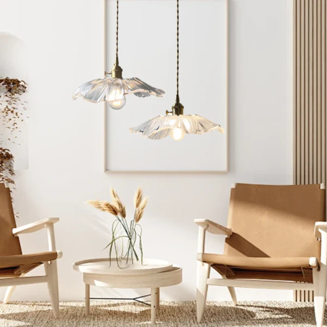 Myloq - Vintage Lotus Glass Hanging Lamp