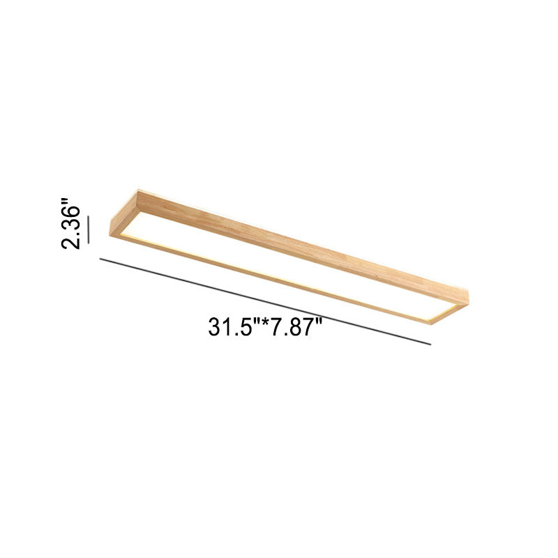 Walnut LED Flush Mount Ceiling Light in Japanese Minimalist Log Design