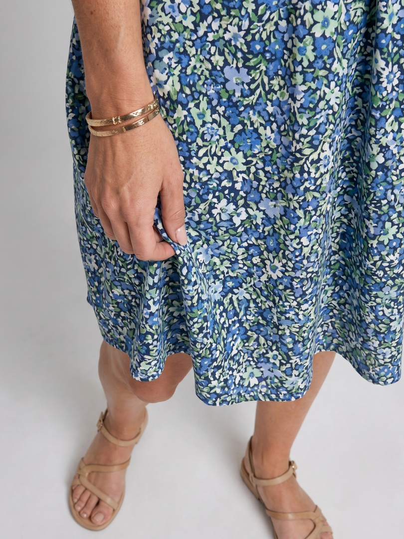 Stylish Floral Print Fit and Flare Knee-Length Dress for Women