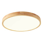 Ultra-Slim Round LED Flush Mount Ceiling Light in Nordic Solid Wood