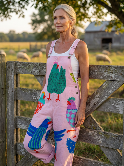 Stylish Overalls for Women Printed Rooster