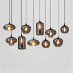 Contemporary Smoke Gray Glass LED Pendant Light with Single Bulb