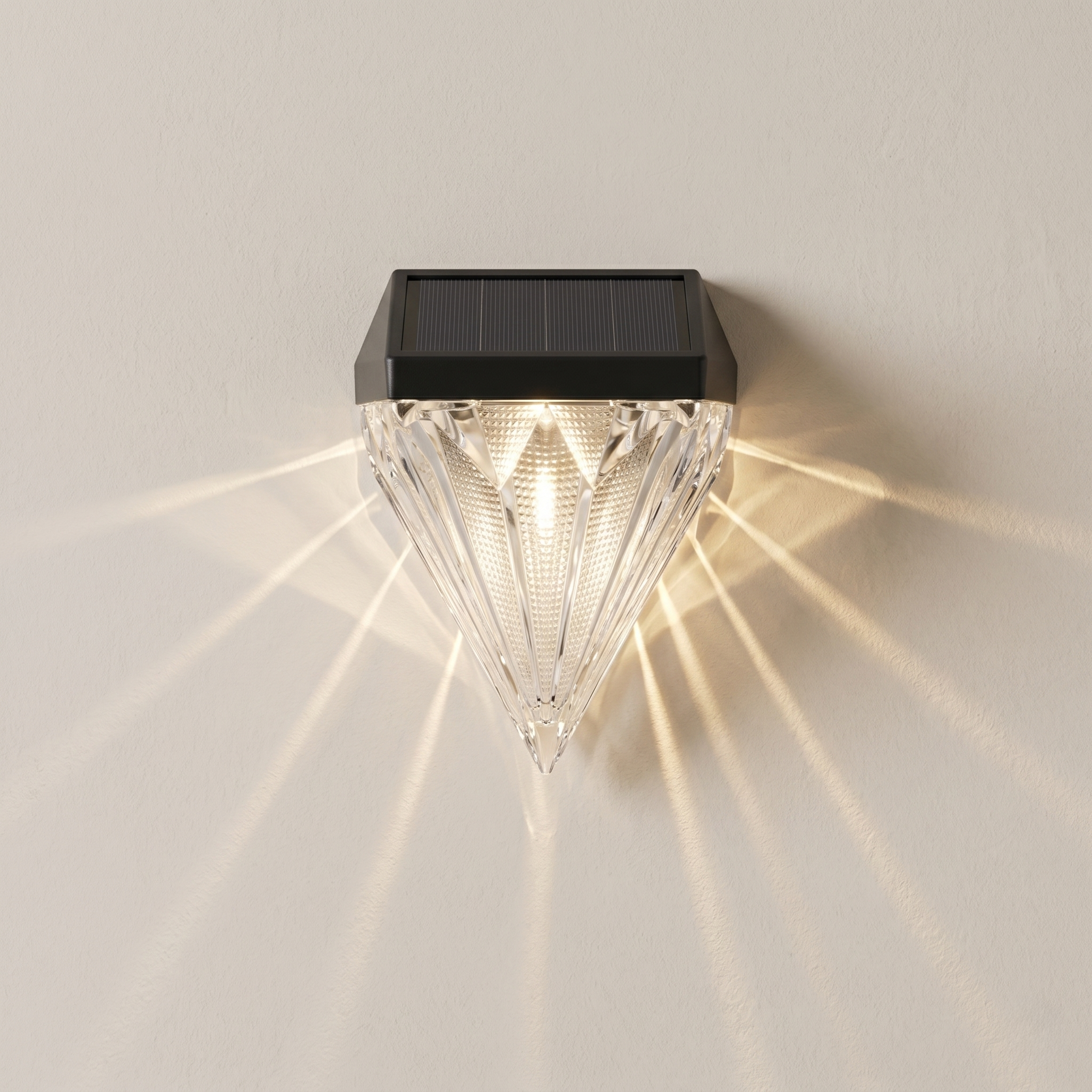 Solar Fence Lights Outdoor Waterproof Acrylic Diamond Design