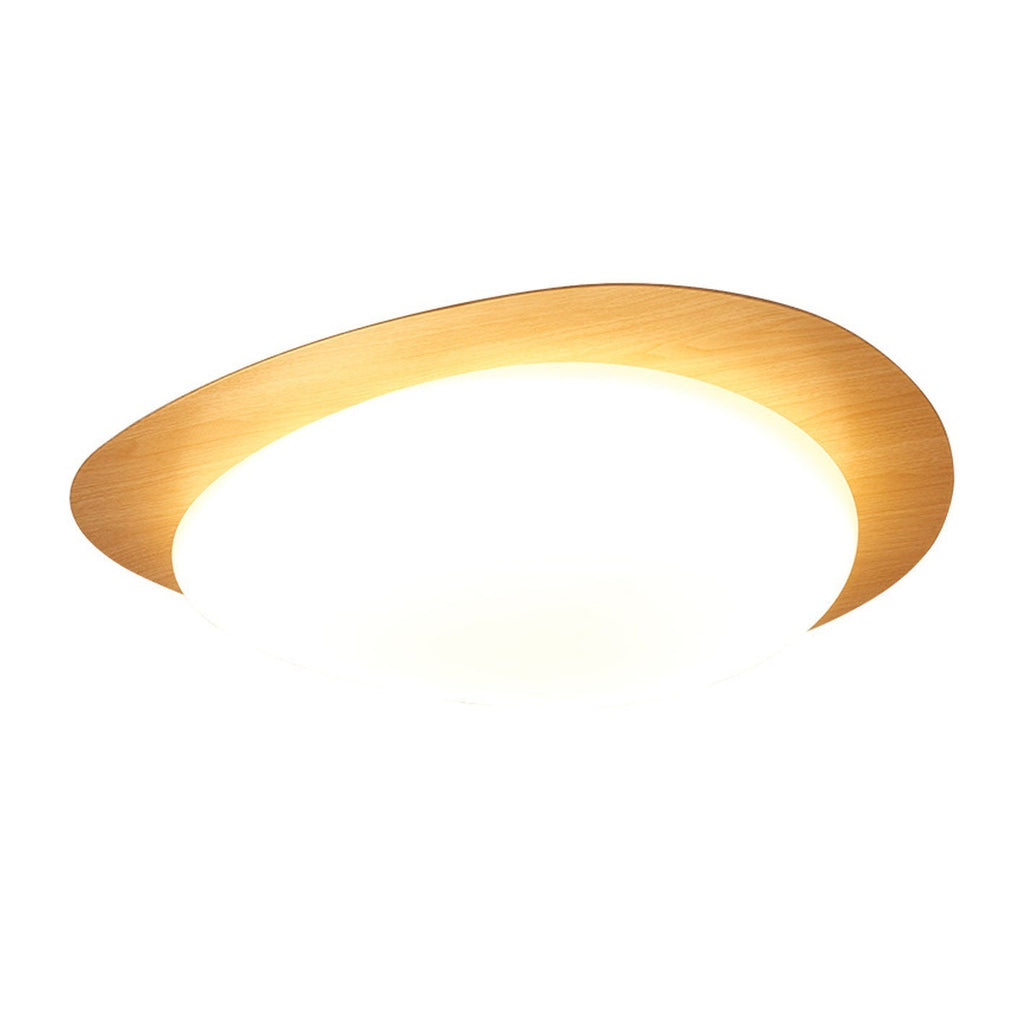 Nordic Style Iron Wood Grain Pebble LED Flush Mount Ceiling Fixture