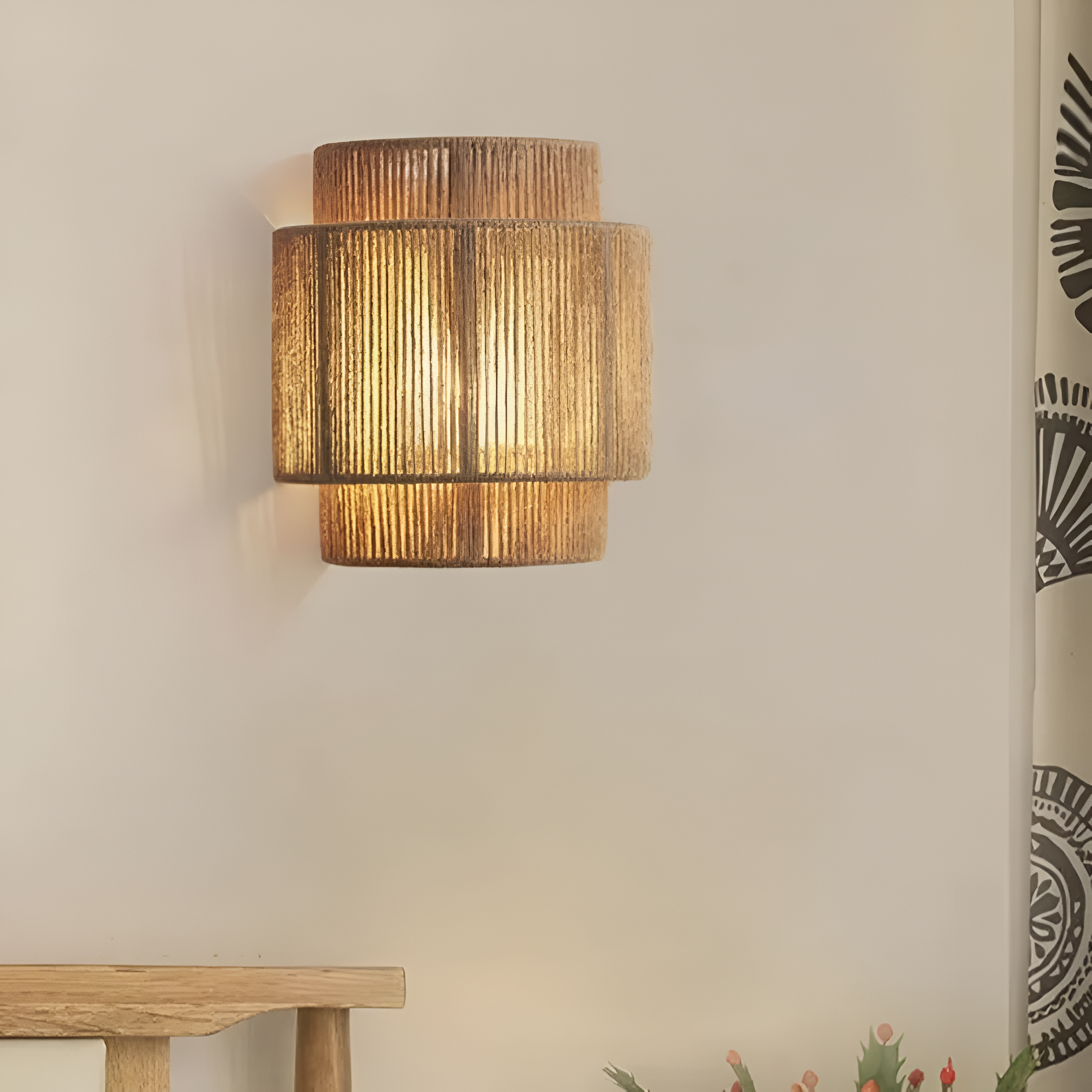 Vintage Bohemian Hand-Woven Rope Wall Sconce LED 1-Light