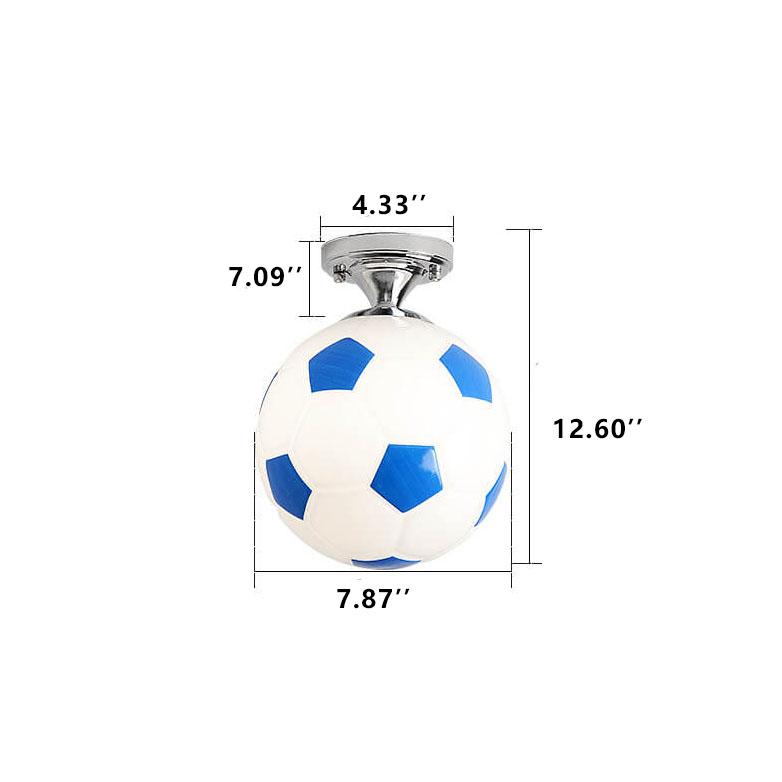 Artistic Basketball and Soccer 1-Light Semi-Flush Mount Ceiling Fixture