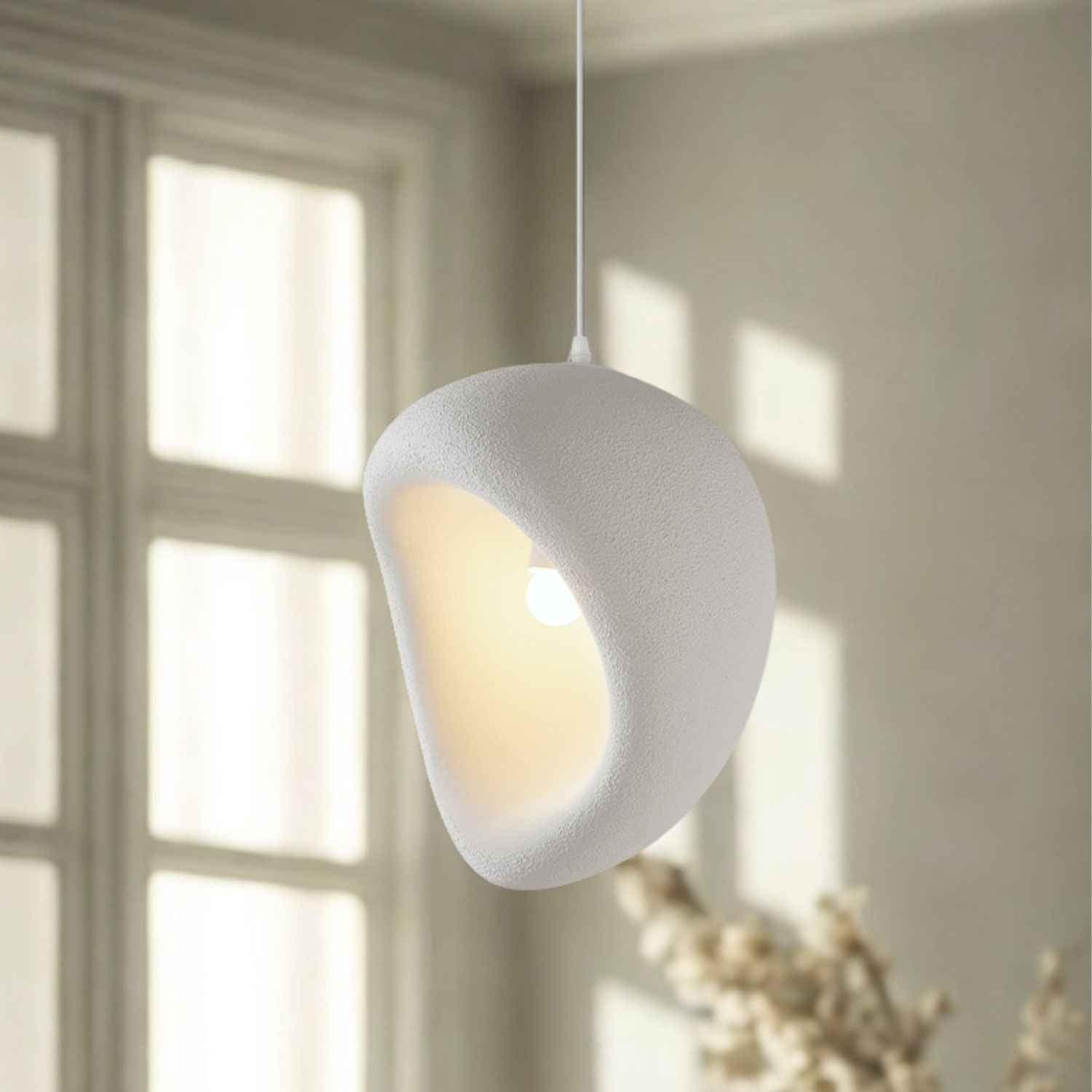 Ovo – Cream Beige Japandi Pendant Hanging Lamp 150cm