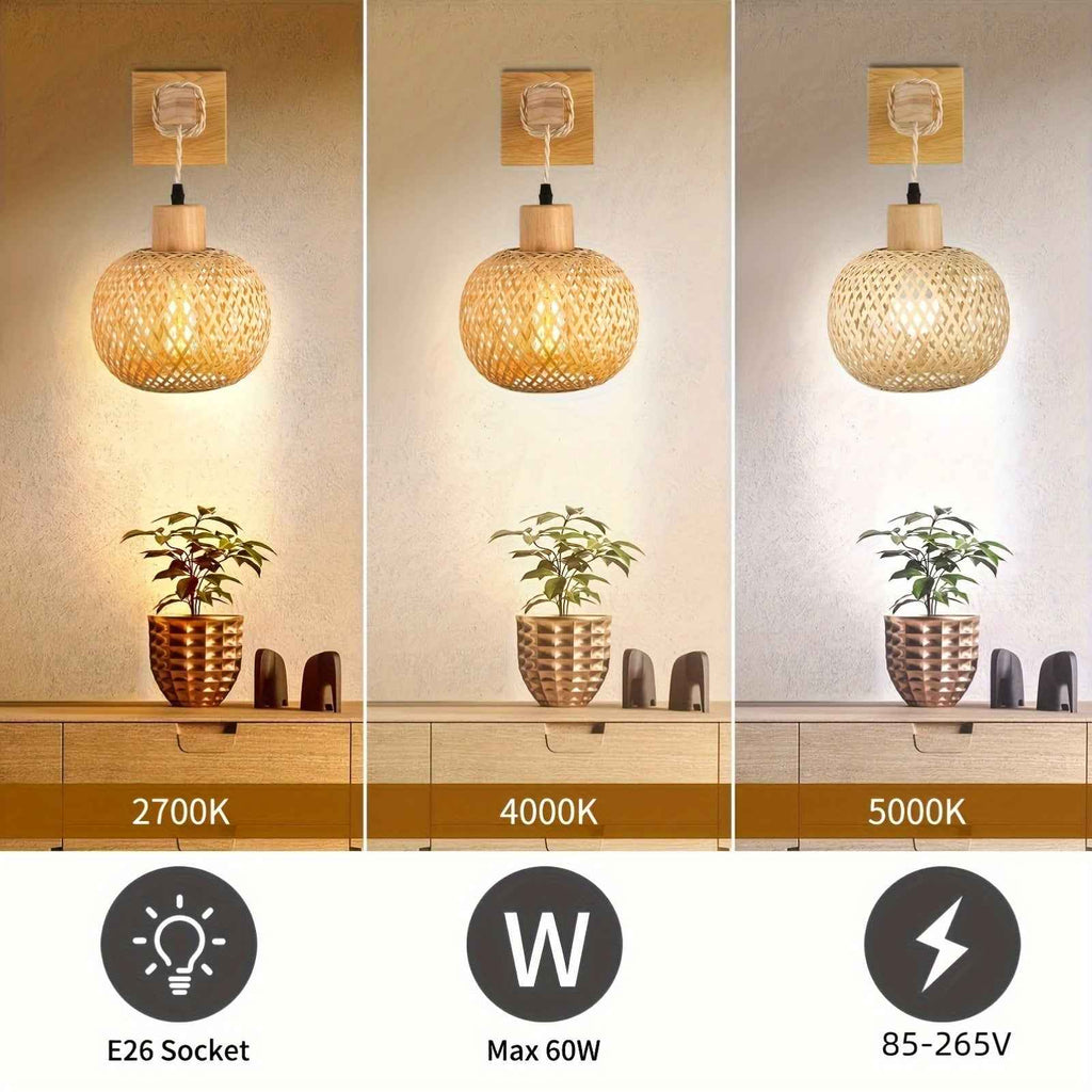 Bela Wall Sconce | Handwoven Rattan & Wood, Warm Ambient Light