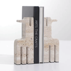 Bela Ethnic Sculpture Bookends | Travertine Marble, Abstract Design