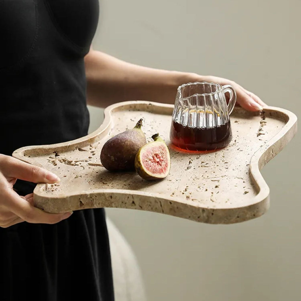 Bela Irregular Stone Tray | Handcrafted Natural Ochre Design