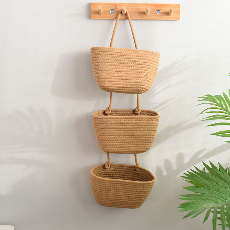 Wall Hanging Storage Basket, 3 Layer, Hanging Design, Multi Purpose