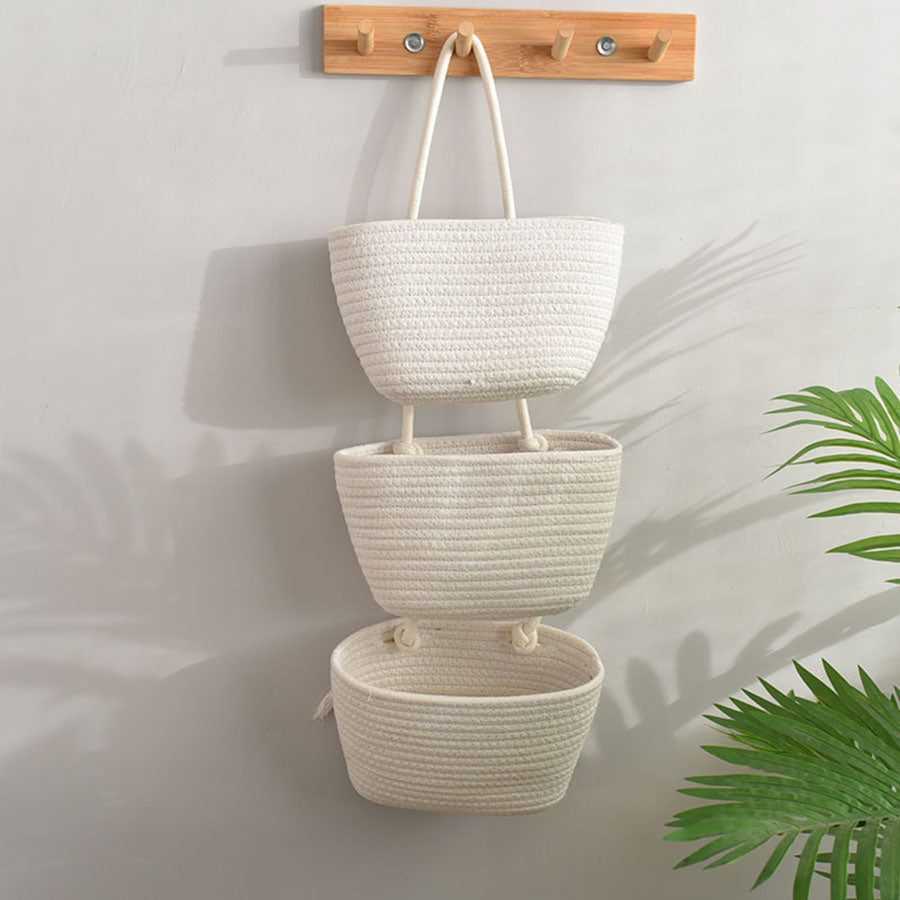 Wall Hanging Storage Basket, 3 Layer, Hanging Design, Multi Purpose