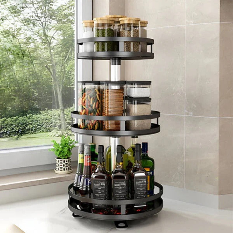 Rotating Storage Organizer, Carbon Steel, 360° Rotating Base, 1/2/3-Tier Options