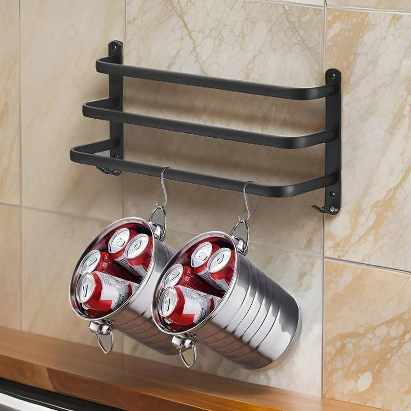 Towel Rack Wall Mounted 2 to 3 Tier Aluminum Black, Space-Saving