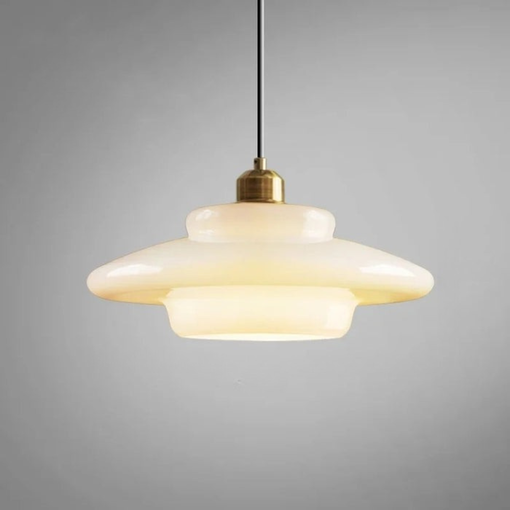 NordWeiß: Scandinavian Glass Pendant Light – Round Milk Glass Hanging Lamp for Dining Room & Living Room