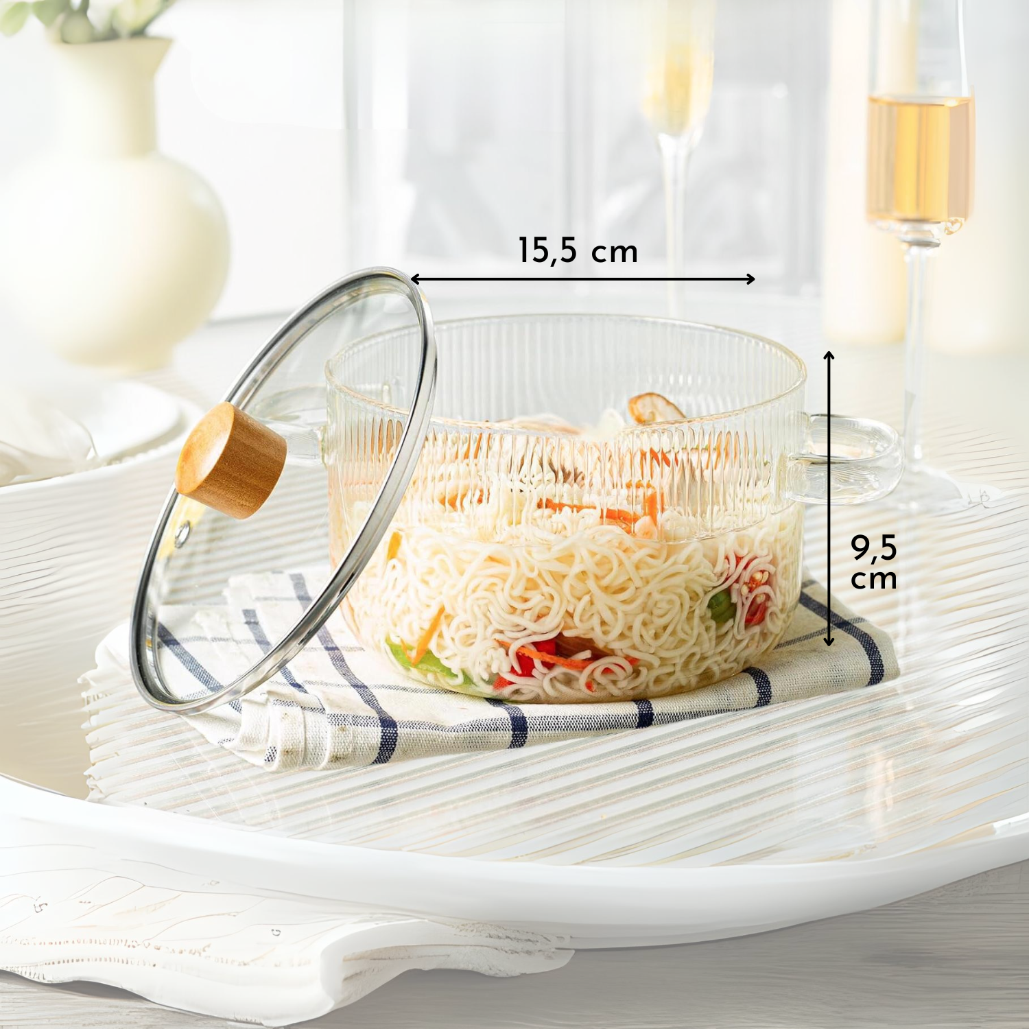 Bela Glass Pot | Borosilicate, Golden Bear Handle, 1.6L