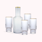 Bela Glass Jug Set | 800 ml Jug + 4 Golden Detail Glasses