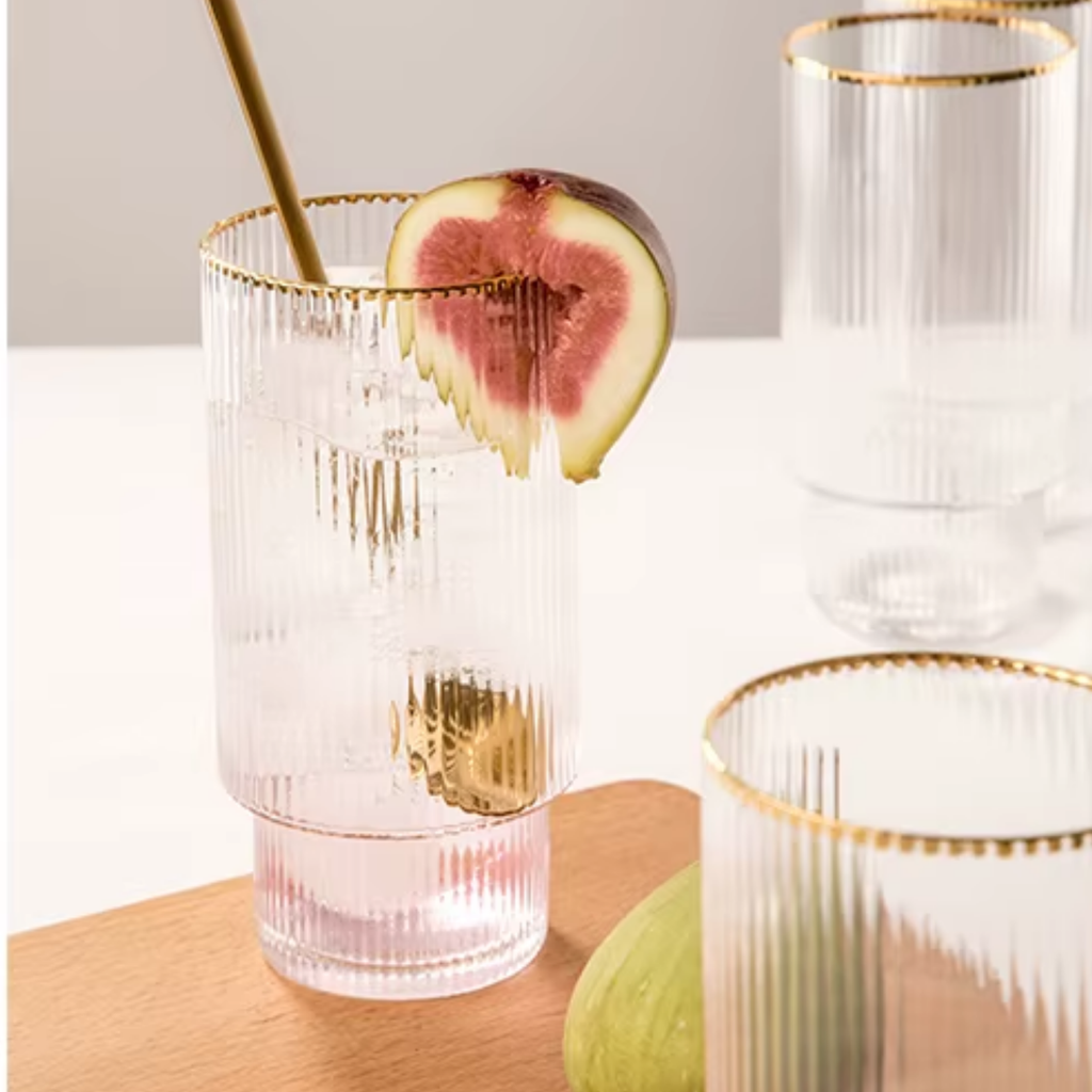 Bela Glass Jug Set | 800 ml Jug + 4 Golden Detail Glasses