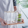 Bela Glass Jug Set | 800 ml Jug + 4 Golden Detail Glasses